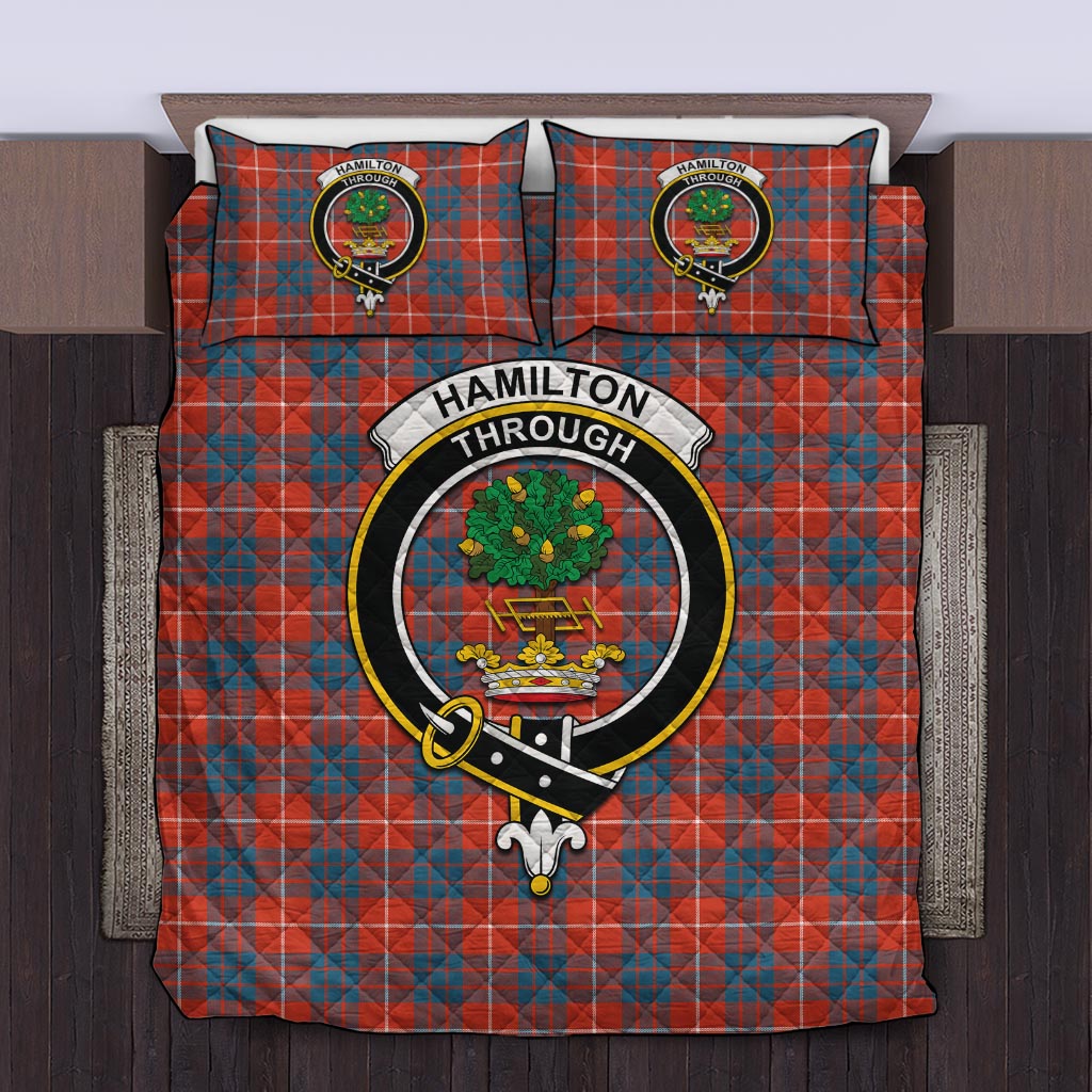 Hamilton Ancient Tartan Quilt Bed Set with Family Crest Twin - Tartan Vibes Clothing