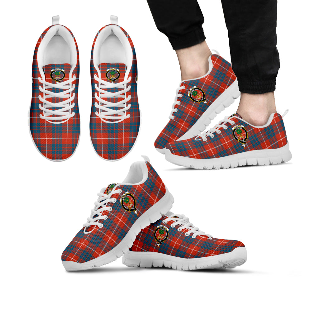 Hamilton Ancient Tartan Sneakers with Family Crest Kid's Sneakers - Tartan Vibes Clothing