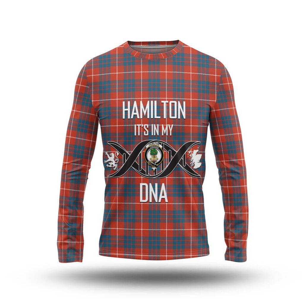 Hamilton Ancient Tartan Long Sleeve T-Shirt with Family Crest DNA In Me Style Unisex - Tartanvibesclothing Shop