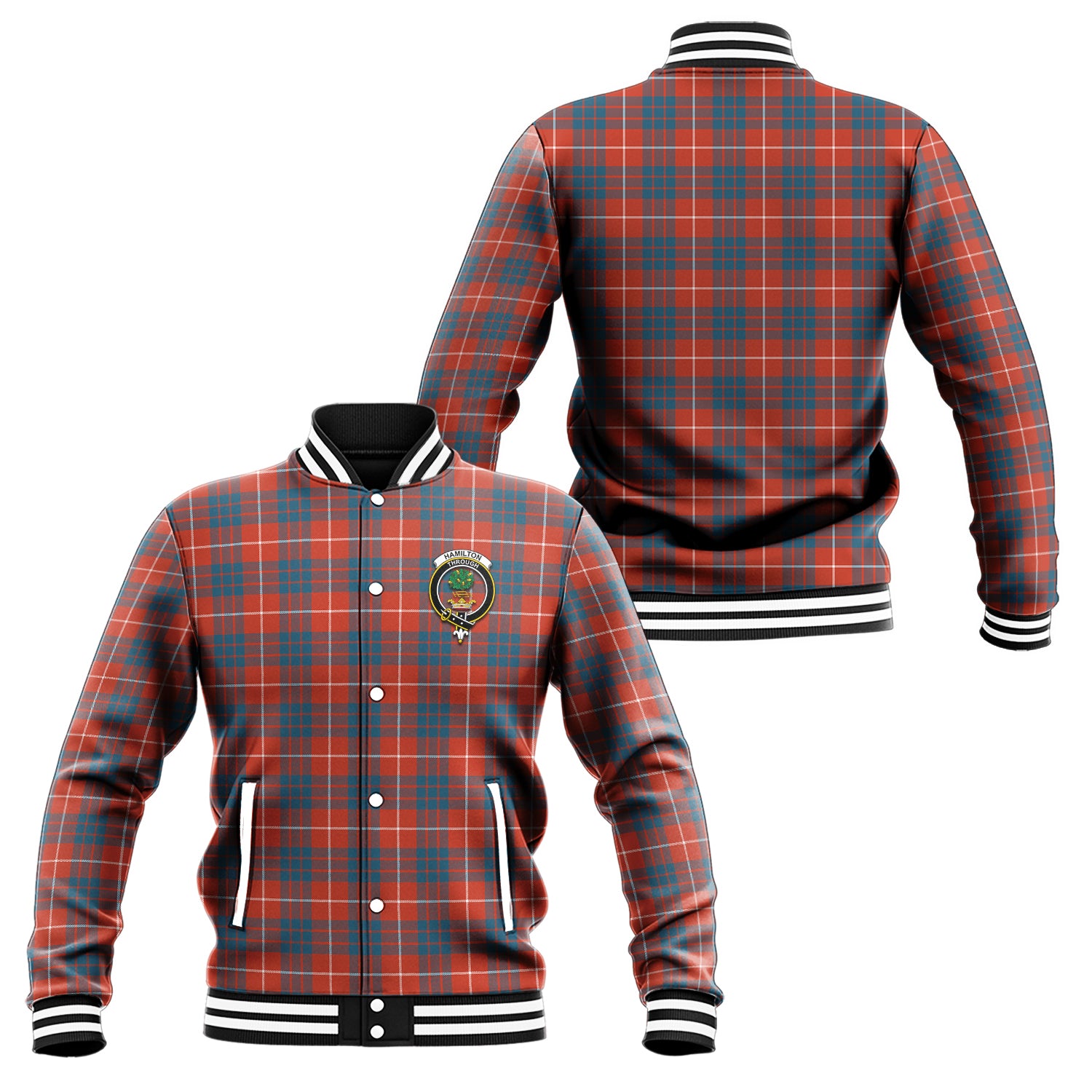 Hamilton Ancient Tartan Baseball Jacket with Family Crest Unisex - Tartan Vibes Clothing