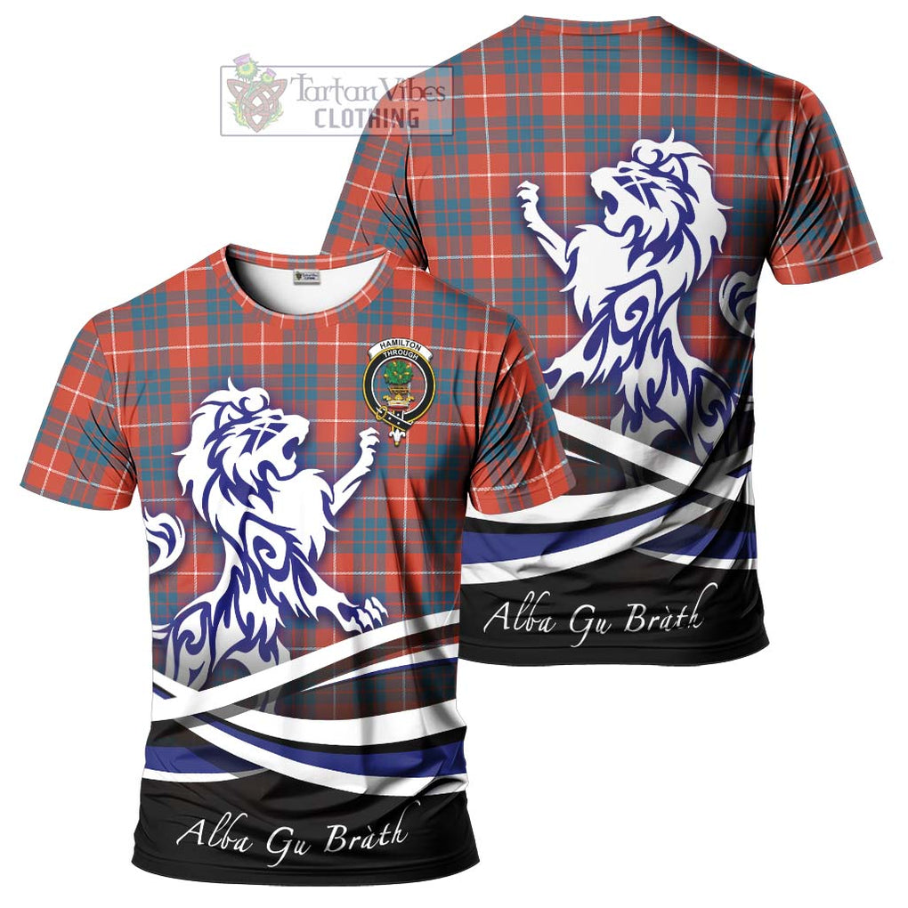 Tartan Vibes Clothing Hamilton Ancient Tartan Cotton T-shirt with Alba Gu Brath Regal Lion Emblem