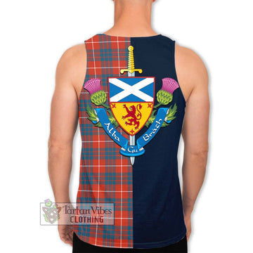 Hamilton Ancient Tartan Men's Tank Top Alba with Scottish Lion Royal Arm Half Style