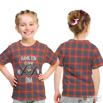 Hamilton Ancient Tartan Kid T-Shirt with Family Crest DNA In Me Style