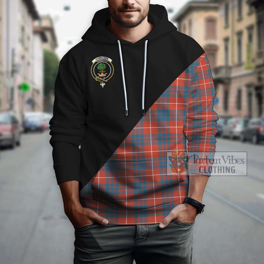 Hamilton Ancient Tartan Hoodie with Family Crest and Military Logo Style - Tartanvibesclothing Shop