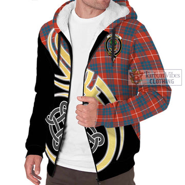 Hamilton Ancient Tartan Sherpa Hoodie with Family Crest and Celtic Symbol Style