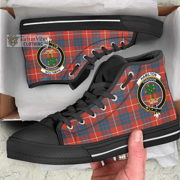 Hamilton Ancient Tartan High Top Shoes with Family Crest