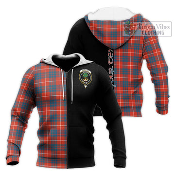 Hamilton Ancient Tartan Knitted Hoodie with Family Crest and Half Of Me Style