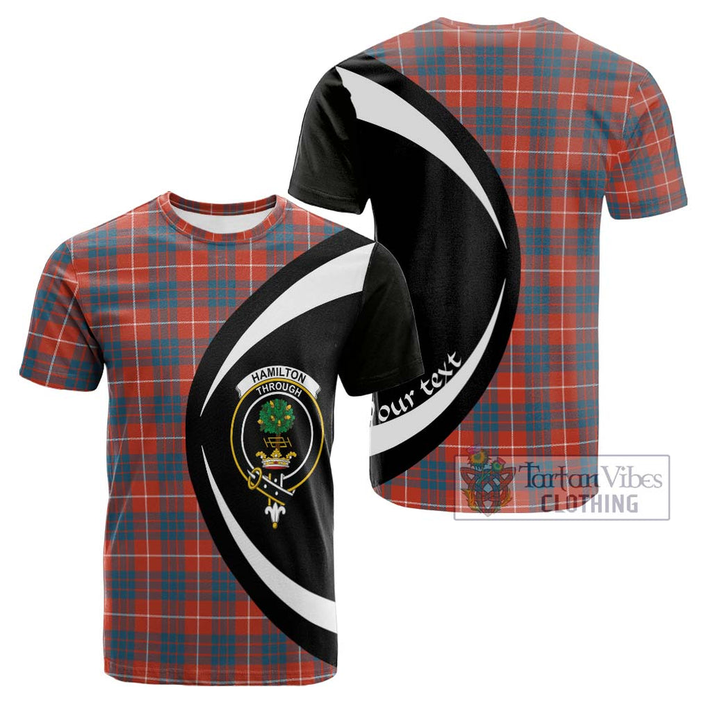 Tartan Vibes Clothing Hamilton Ancient Tartan Cotton T-shirt with Family Crest Circle Style