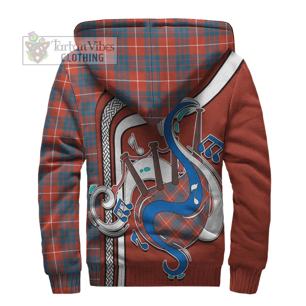 Hamilton Ancient Tartan Sherpa Hoodie with Epic Bagpipe Style - Tartanvibesclothing Shop