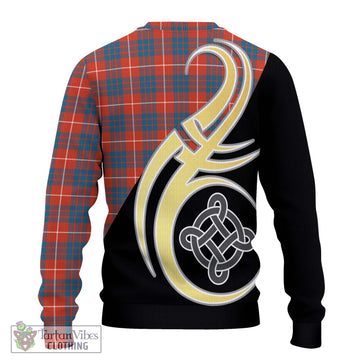 Hamilton Ancient Tartan Ugly Sweater with Family Crest and Celtic Symbol Style