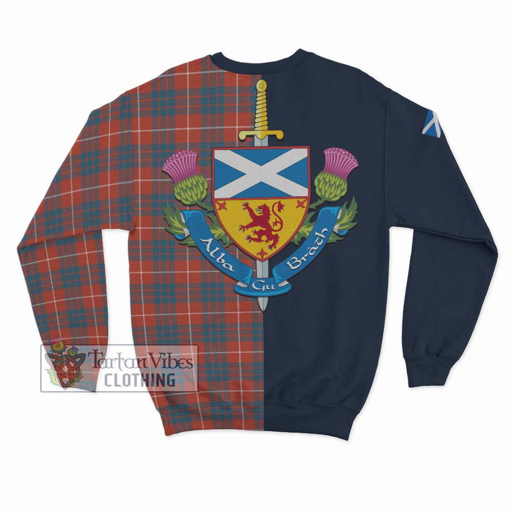 Tartan Vibes Clothing Hamilton Ancient Tartan Sweatshirt with Scottish Lion Royal Arm Half Style