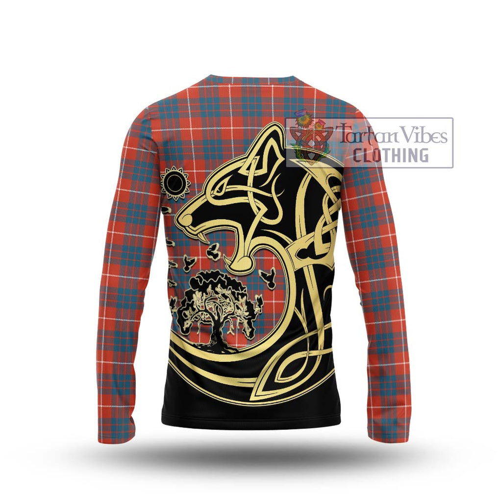 Hamilton Ancient Tartan Long Sleeve T-Shirt with Family Crest Celtic Wolf Style - Tartan Vibes Clothing