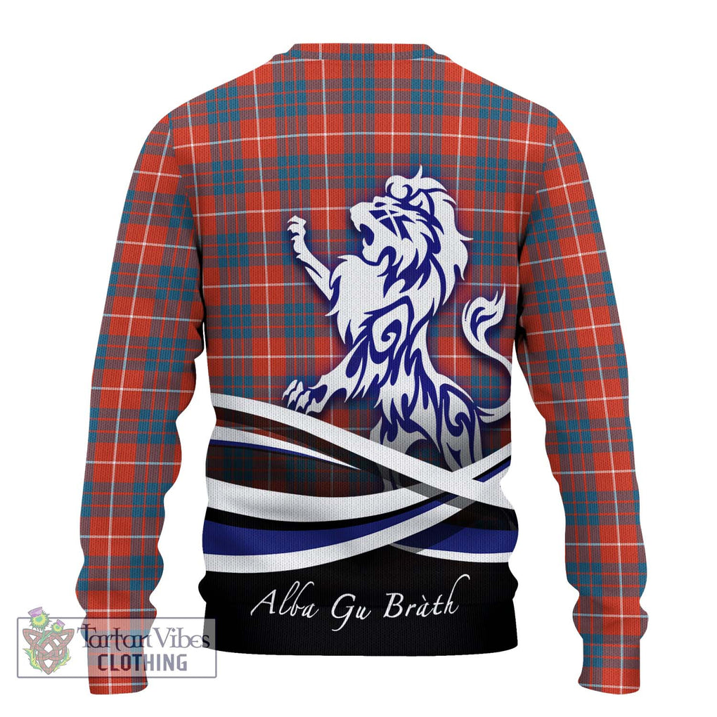 Hamilton Ancient Tartan Knitted Sweater with Alba Gu Brath Regal Lion Emblem - Tartanvibesclothing Shop