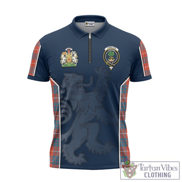 Hamilton Ancient Tartan Zipper Polo Shirt with Family Crest and Lion Rampant Vibes Sport Style