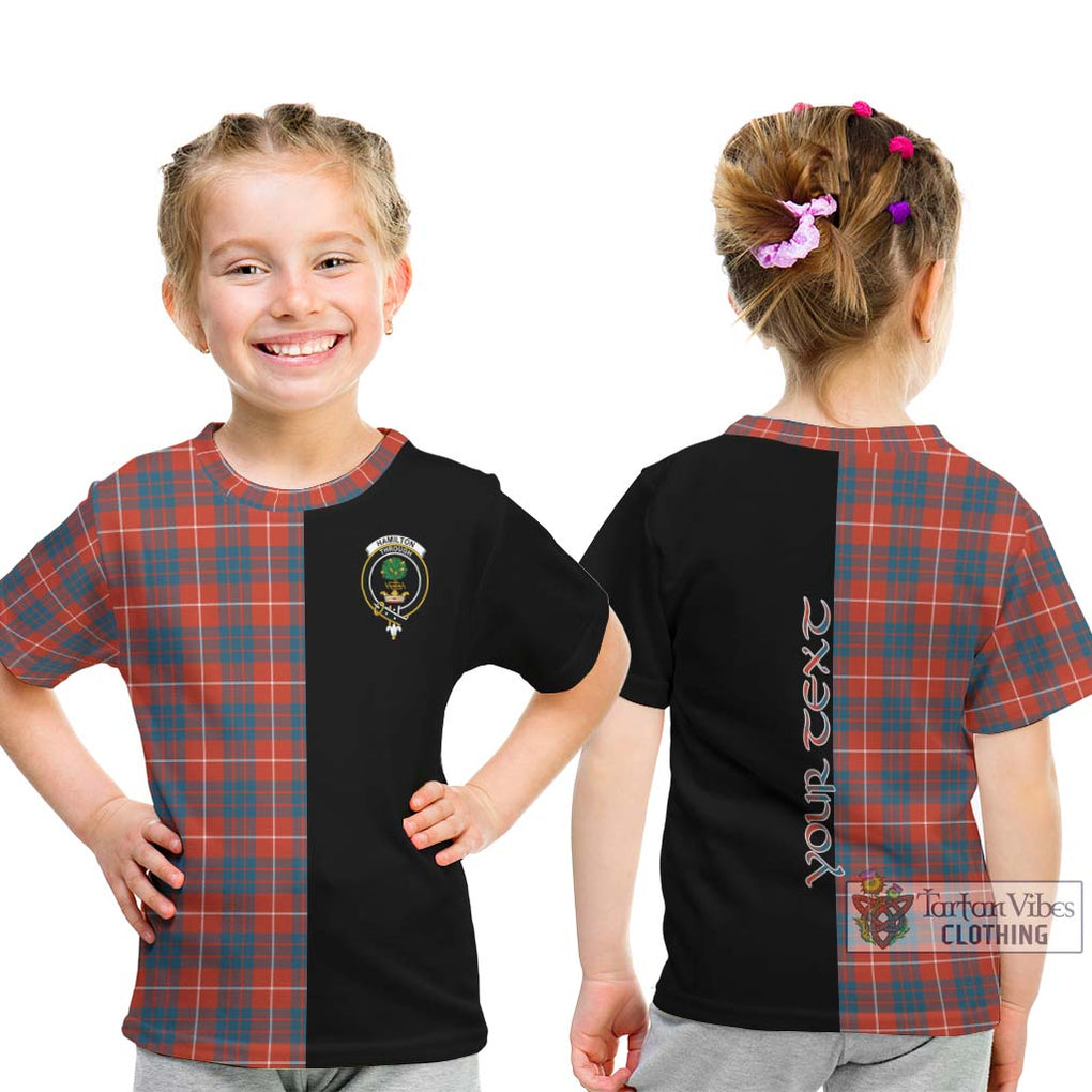 Hamilton Ancient Tartan Kid T-Shirt with Family Crest and Half Of Me Style - Tartanvibesclothing Shop