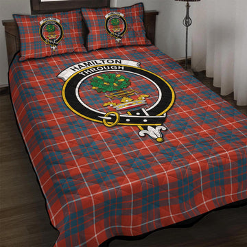 Hamilton Ancient Tartan Quilt Bed Set with Family Crest