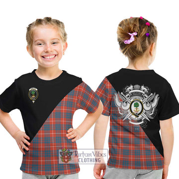 Hamilton Ancient Tartan Kid T-Shirt with Family Crest and Military Logo Style