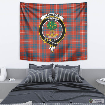 Hamilton Ancient Tartan Tapestry Wall Hanging and Home Decor for Room with Family Crest