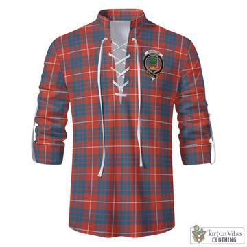 Hamilton Ancient Tartan Men's Scottish Traditional Jacobite Ghillie Kilt Shirt with Family Crest