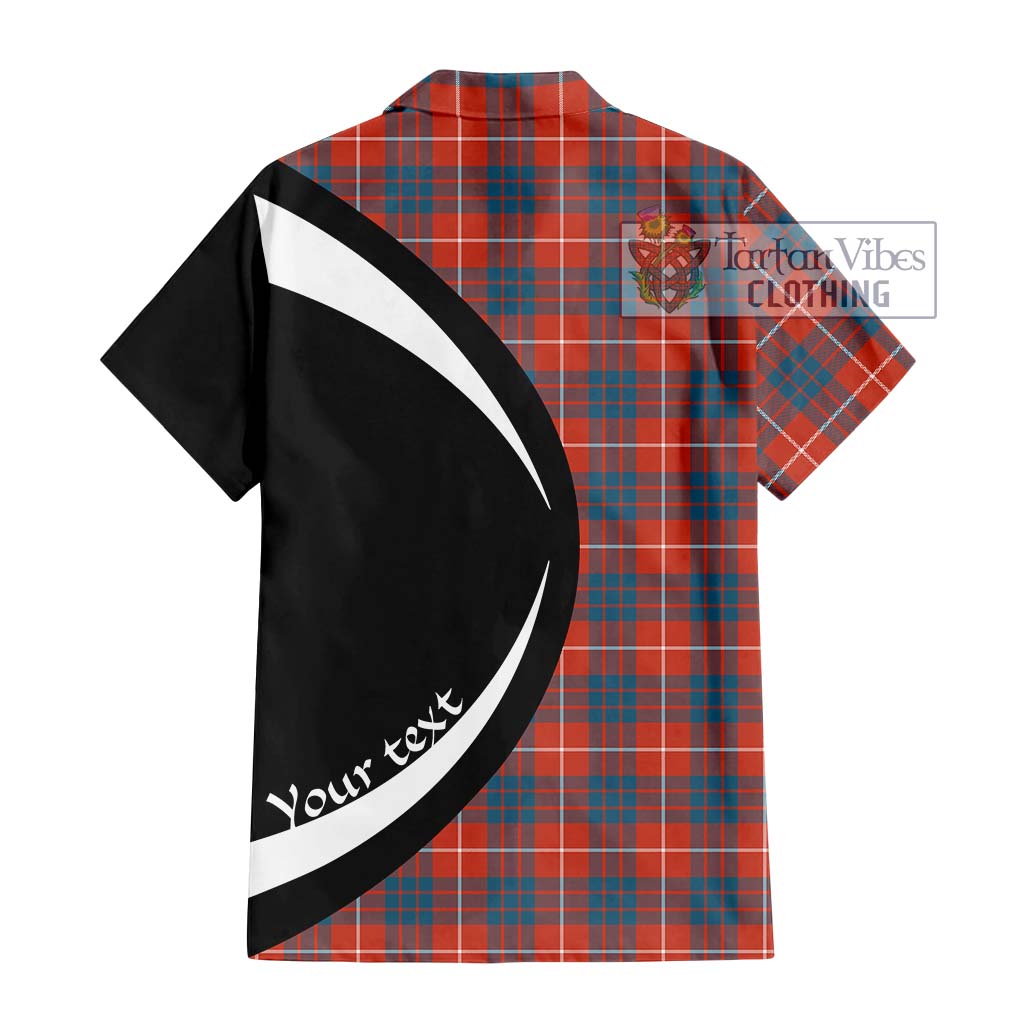 Hamilton Ancient Tartan Short Sleeve Button Up with Family Crest Circle Style - Tartan Vibes Clothing