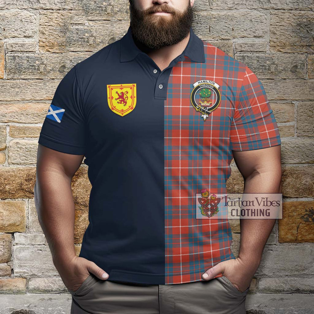 Tartan Vibes Clothing Hamilton Ancient Tartan Polo Shirt with Scottish Lion Royal Arm Half Style