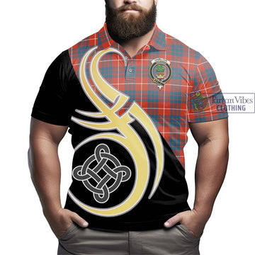 Hamilton Ancient Tartan Polo Shirt with Family Crest and Celtic Symbol Style