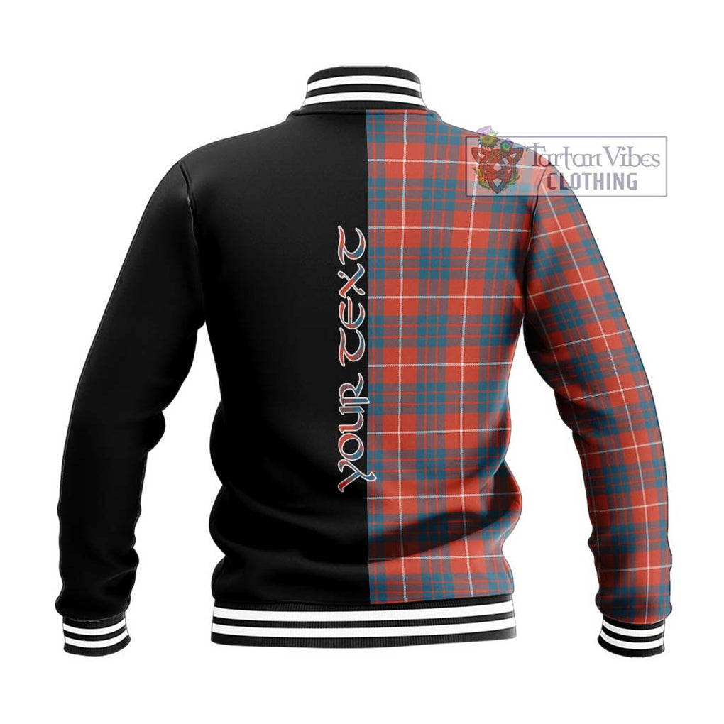 Hamilton Ancient Tartan Baseball Jacket with Family Crest and Half Of Me Style - Tartanvibesclothing Shop