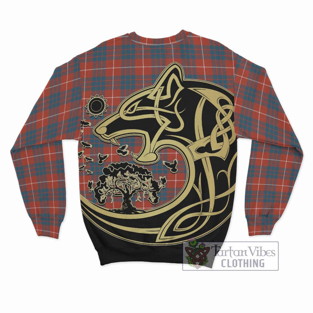 Hamilton Ancient Tartan Sweatshirt with Family Crest Celtic Wolf Style - Tartan Vibes Clothing