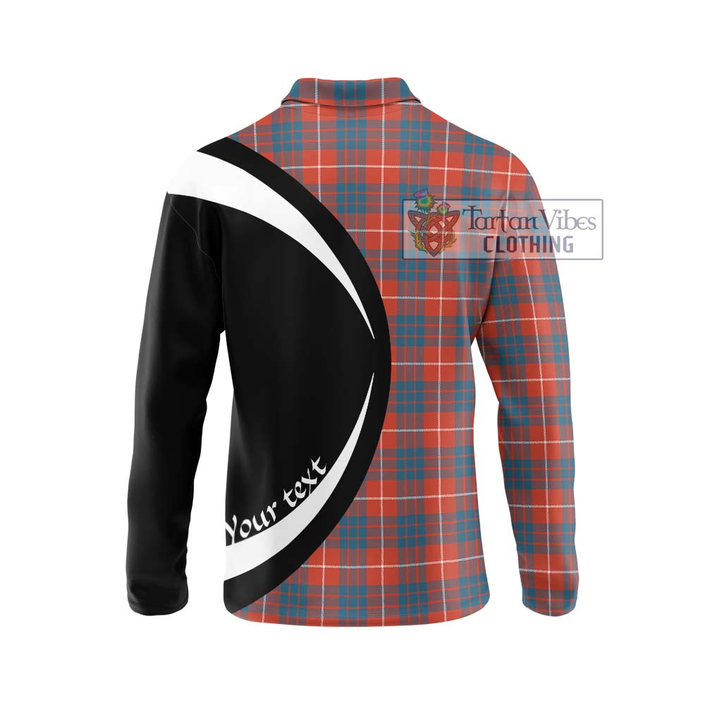 Hamilton Ancient Tartan Long Sleeve Polo Shirt with Family Crest Circle Style - Tartan Vibes Clothing