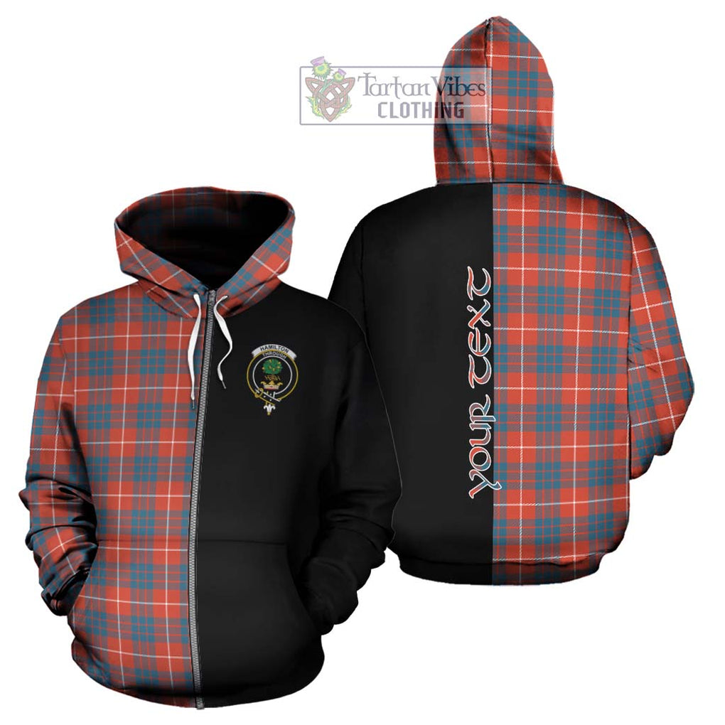 Hamilton Ancient Tartan Hoodie with Family Crest and Half Of Me Style - Tartanvibesclothing Shop