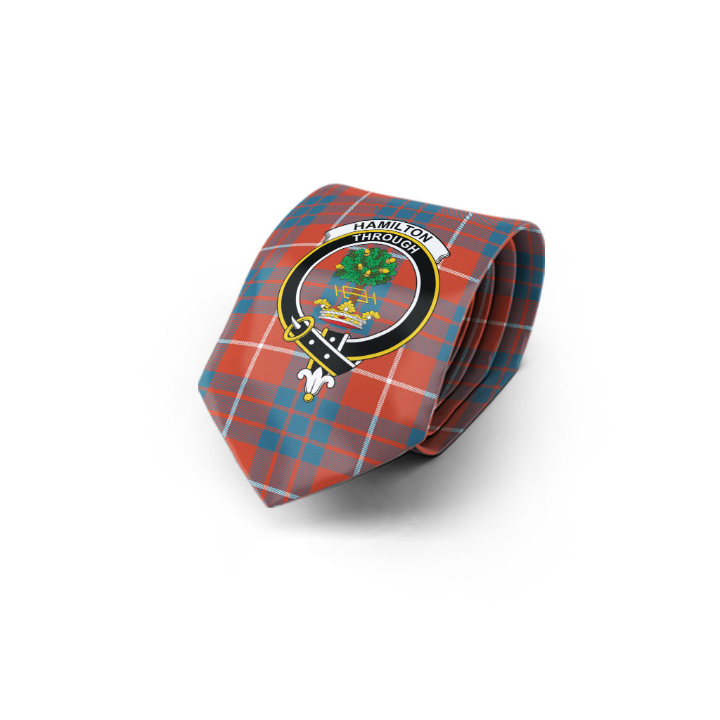 Hamilton Ancient Tartan Classic Necktie with Family Crest - Tartan Vibes Clothing