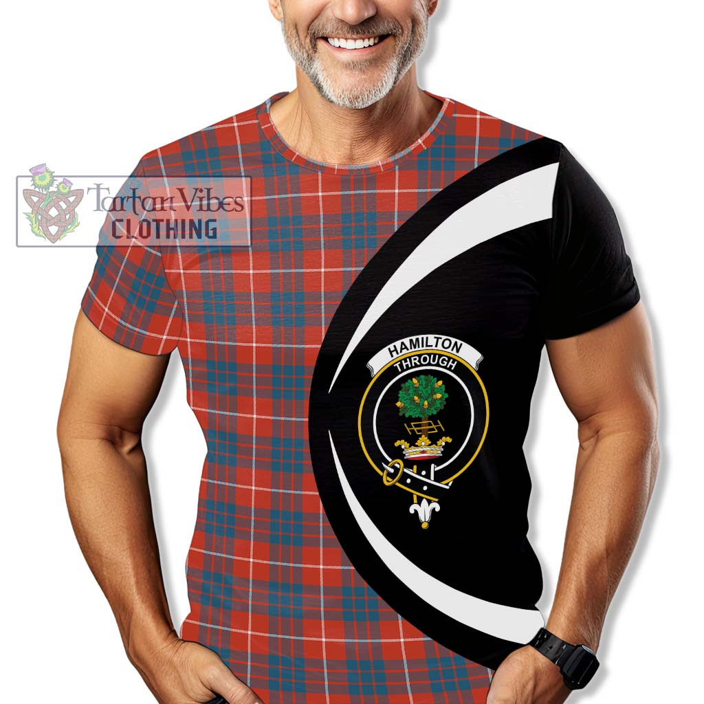 Tartan Vibes Clothing Hamilton Ancient Tartan T-Shirt with Family Crest Circle Style