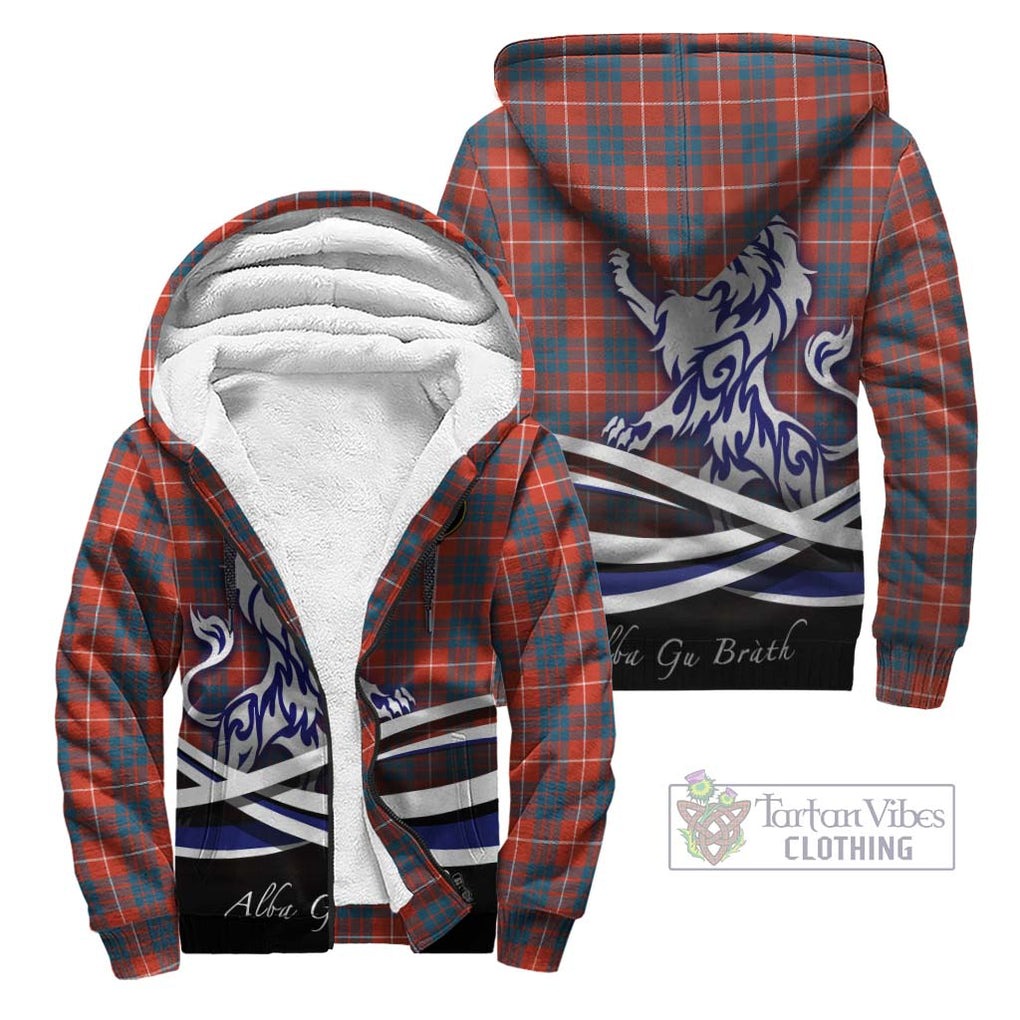 Hamilton Ancient Tartan Sherpa Hoodie with Alba Gu Brath Regal Lion Emblem Unisex - Tartanvibesclothing Shop