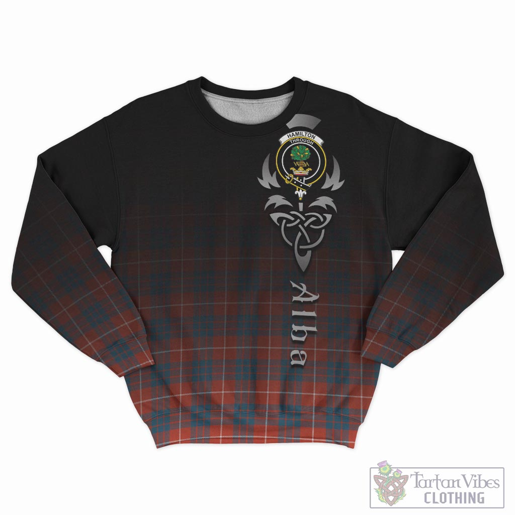 Tartan Vibes Clothing Hamilton Ancient Tartan Sweatshirt Featuring Alba Gu Brath Family Crest Celtic Inspired