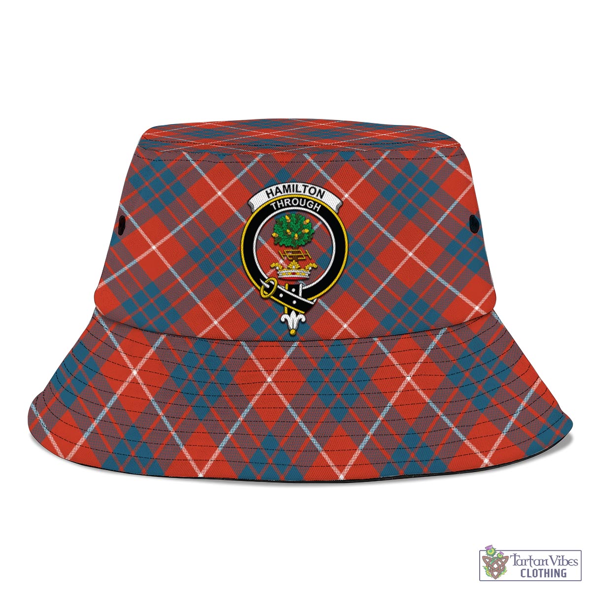 Tartan Vibes Clothing Hamilton Ancient Tartan Bucket Hat with Family Crest