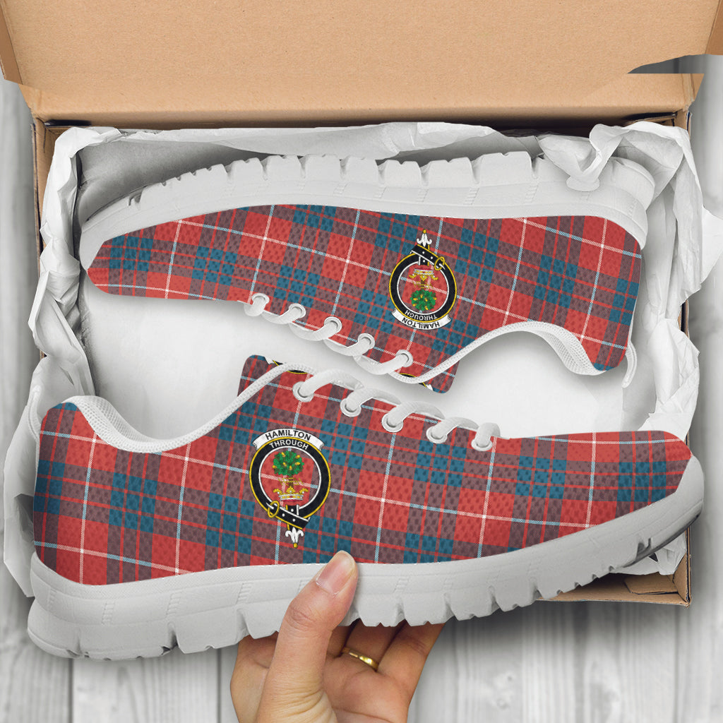 Hamilton Ancient Tartan Sneakers with Family Crest - Tartan Vibes Clothing