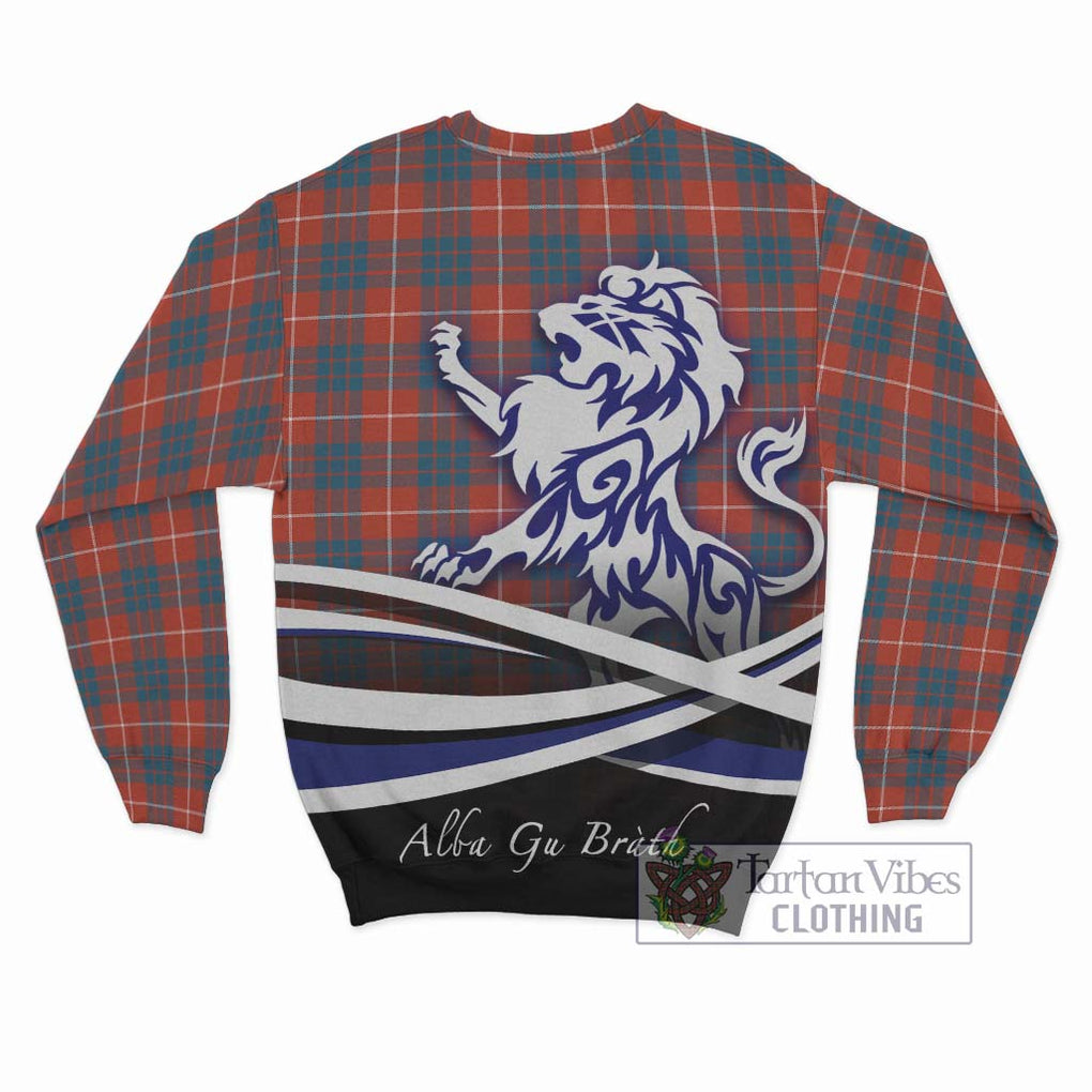 Hamilton Ancient Tartan Sweatshirt with Alba Gu Brath Regal Lion Emblem - Tartanvibesclothing Shop