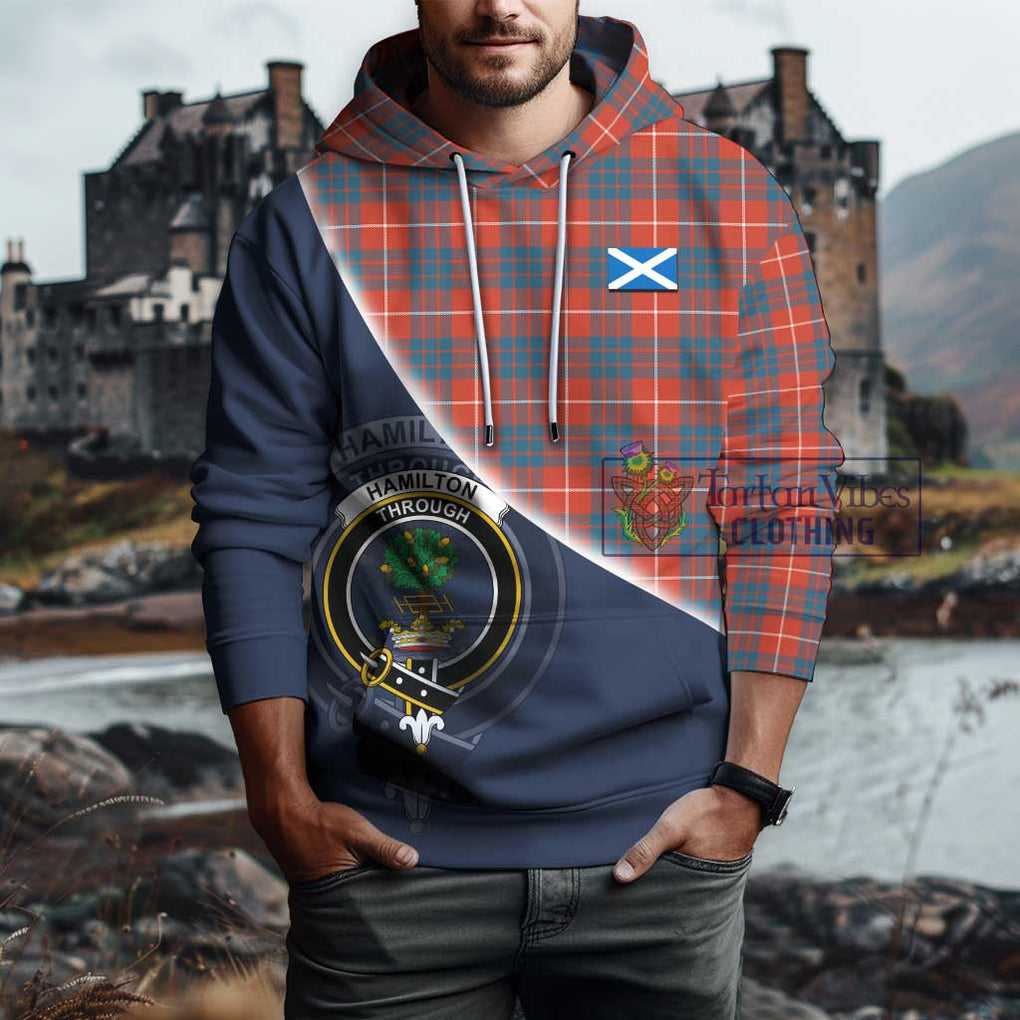 Hamilton Ancient Tartan Hoodie with Personalised National Flag and Family Crest Half Style - Tartanvibesclothing Shop