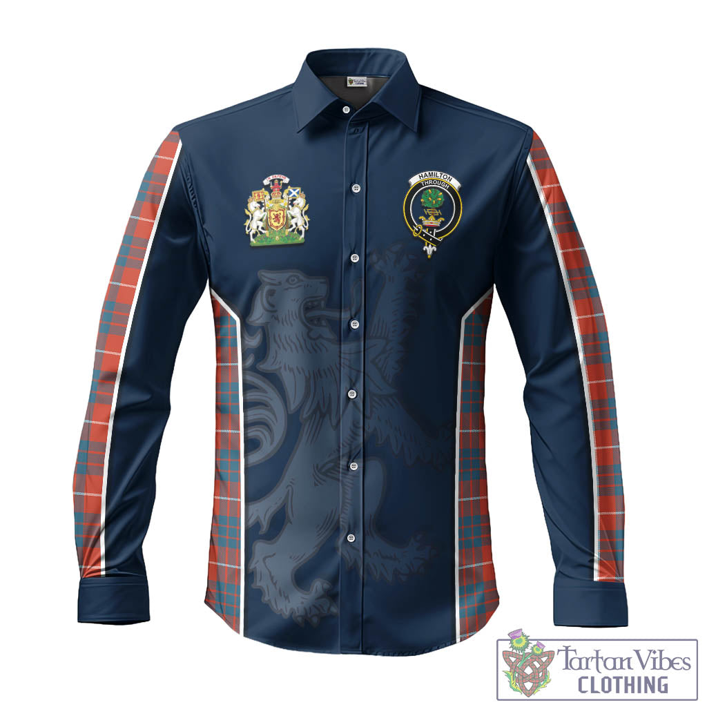 Tartan Vibes Clothing Hamilton Ancient Tartan Long Sleeve Button Up Shirt with Family Crest and Lion Rampant Vibes Sport Style