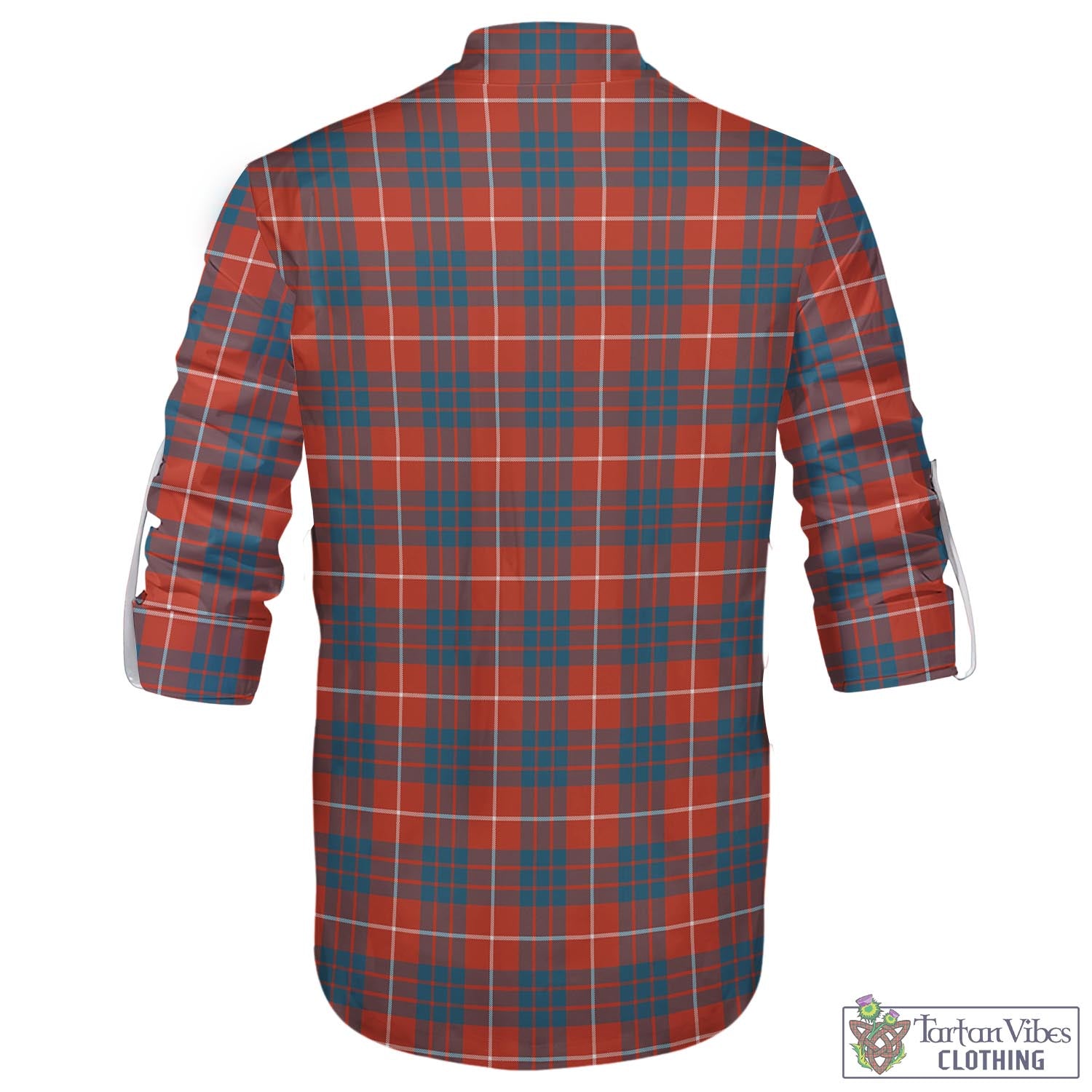 Tartan Vibes Clothing Hamilton Ancient Tartan Men's Scottish Traditional Jacobite Ghillie Kilt Shirt with Family Crest