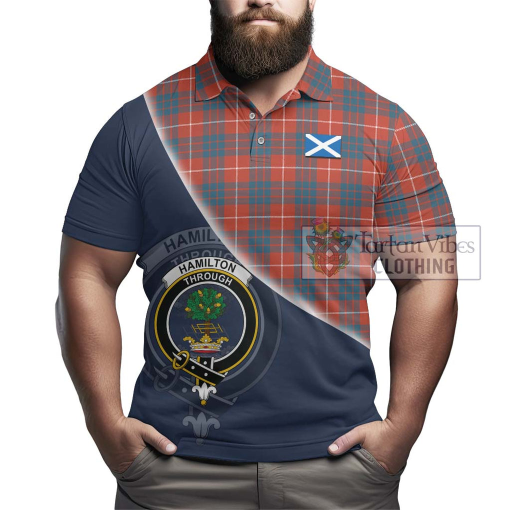 Hamilton Ancient Tartan Polo Shirt with Personalised National Flag and Family Crest Half Style - Tartanvibesclothing Shop