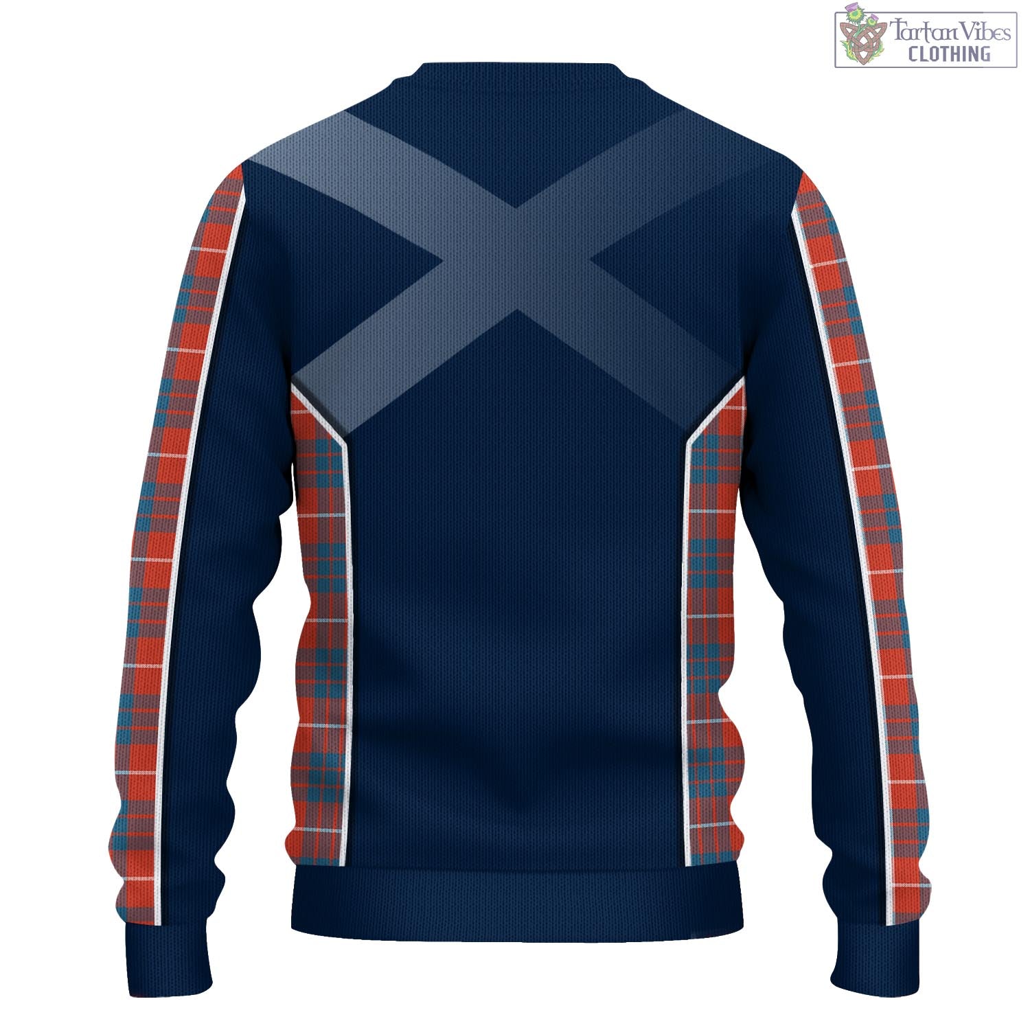 Tartan Vibes Clothing Hamilton Ancient Tartan Knitted Sweatshirt with Family Crest and Scottish Thistle Vibes Sport Style