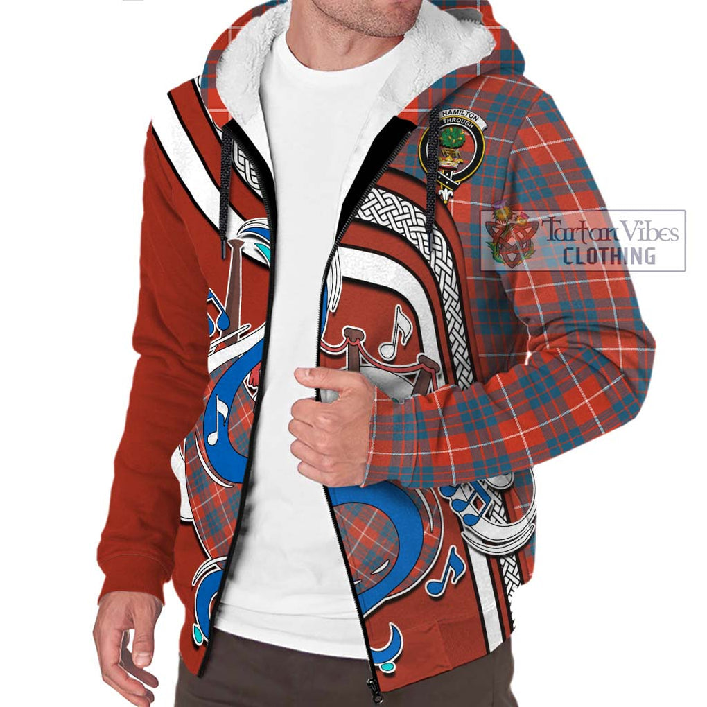 Hamilton Ancient Tartan Sherpa Hoodie with Epic Bagpipe Style Unisex - Tartanvibesclothing Shop