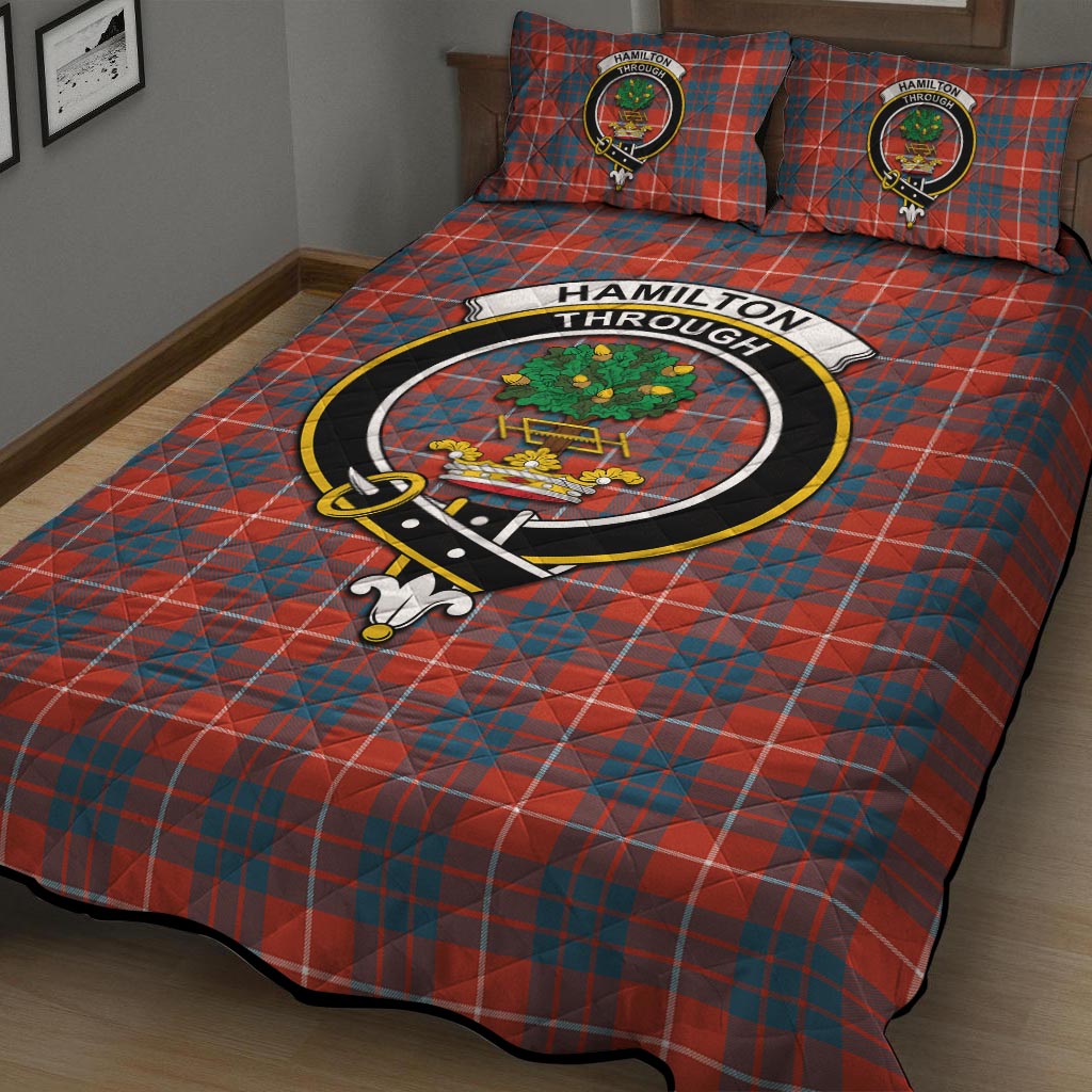 Hamilton Ancient Tartan Quilt Bed Set with Family Crest - Tartan Vibes Clothing