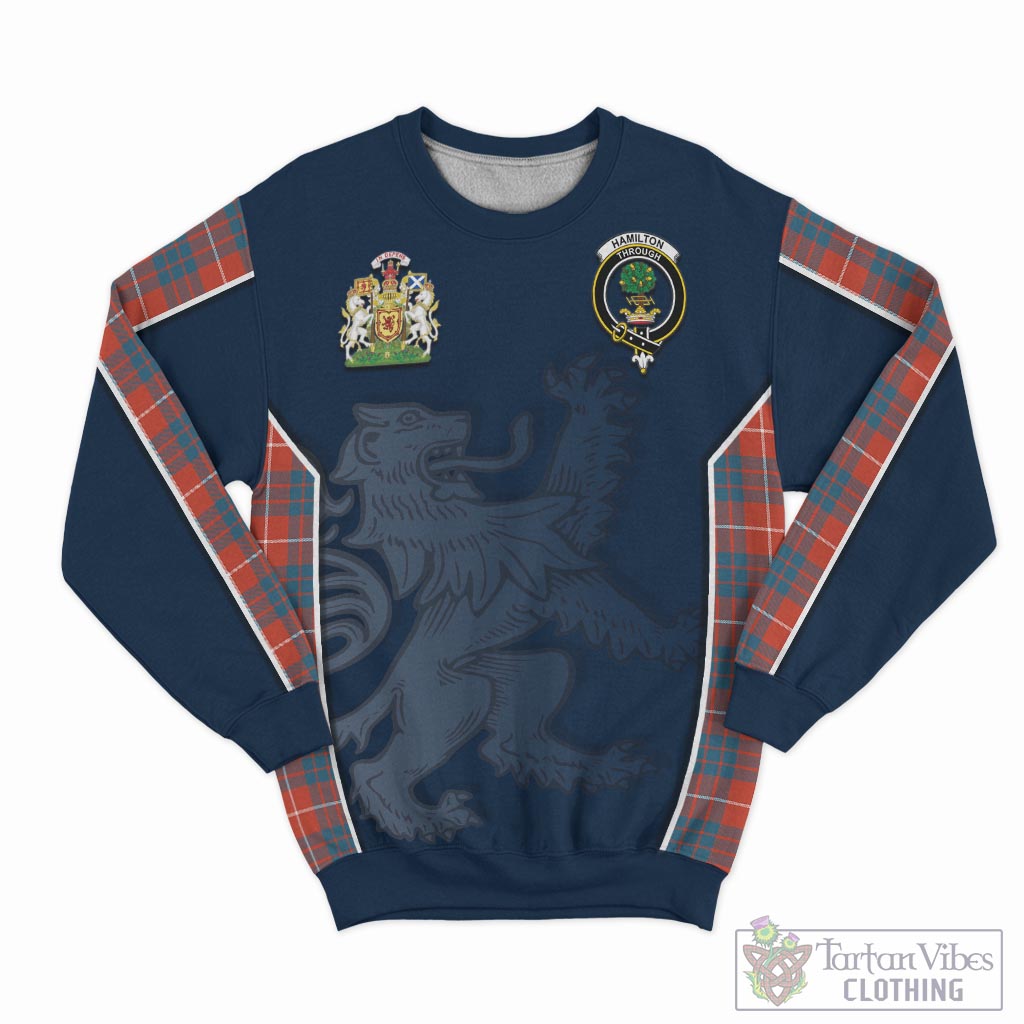 Tartan Vibes Clothing Hamilton Ancient Tartan Sweater with Family Crest and Lion Rampant Vibes Sport Style