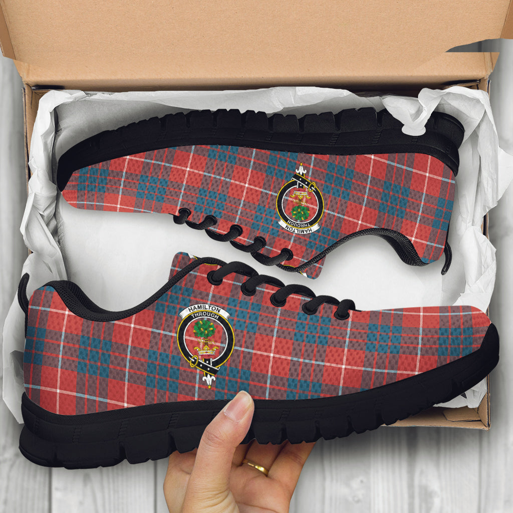 Hamilton Ancient Tartan Sneakers with Family Crest - Tartan Vibes Clothing