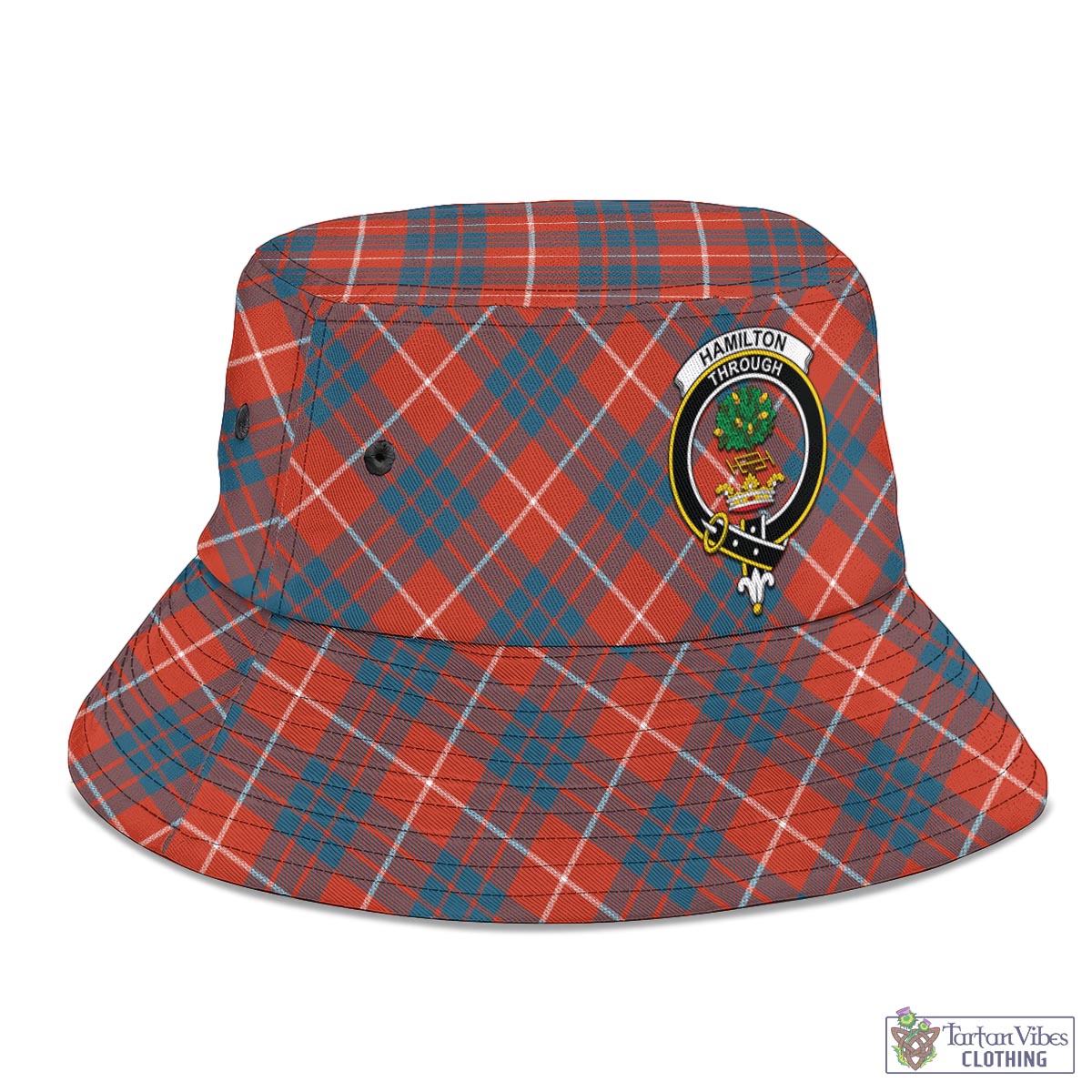 Tartan Vibes Clothing Hamilton Ancient Tartan Bucket Hat with Family Crest