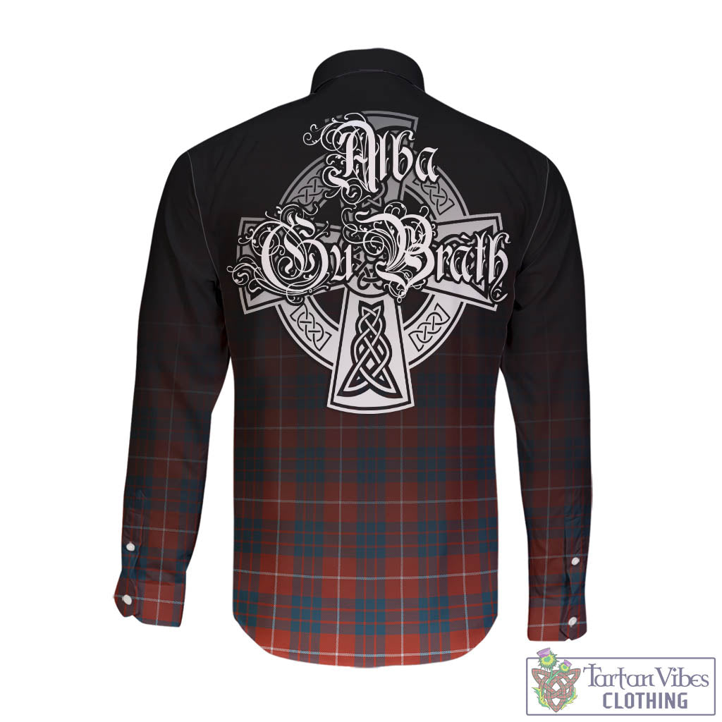 Tartan Vibes Clothing Hamilton Ancient Tartan Long Sleeve Button Up Featuring Alba Gu Brath Family Crest Celtic Inspired