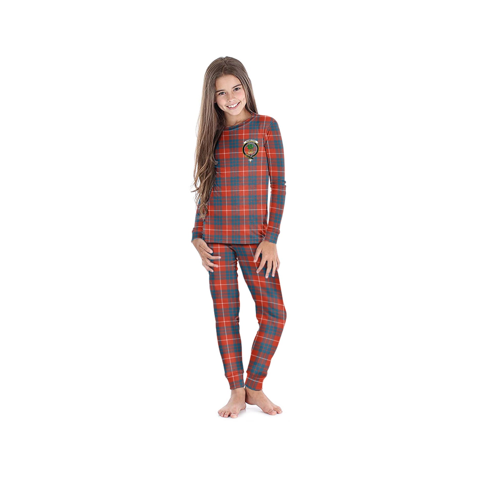 Hamilton Ancient Tartan Pajamas Family Set with Family Crest - Tartan Vibes Clothing