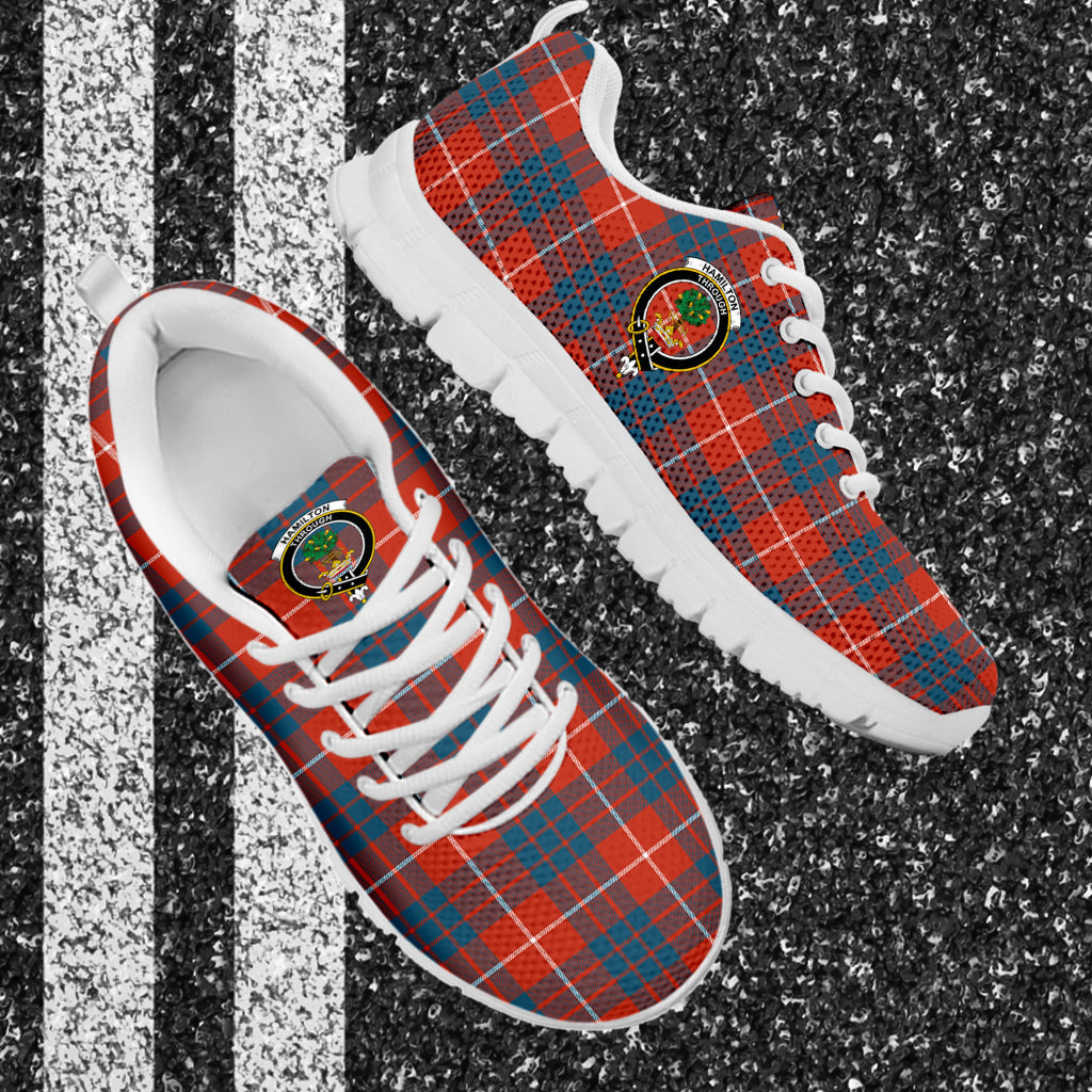 Hamilton Ancient Tartan Sneakers with Family Crest - Tartan Vibes Clothing